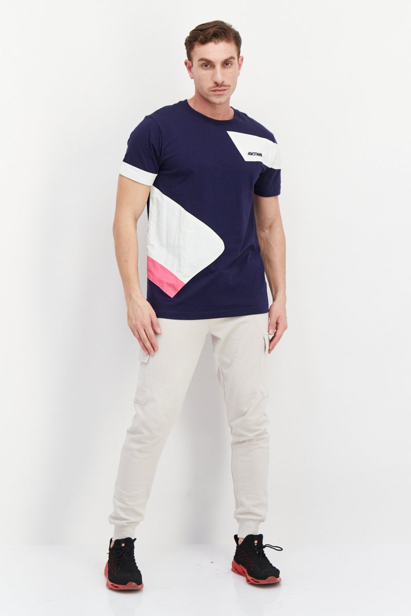 asics تي شيرتات جري قصيرة الأكمام للرجال، مجموعة بحرية - Image 3