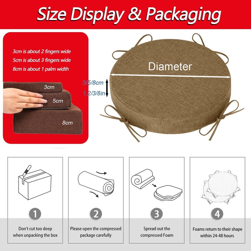 Daily repeated use trusted quality Round Bar Stool Cushion 1/2/3 in Thickened Round Chair Cushions for Kitchen Stools Non Slip Seat Pads with Long Ties and Machine Washable Cover(19,1pc: 33x3cm/13x1in) Ready-to-ship local stock Salt resistant coating Cross part assemble fit Odor free color UV resistant All climate suitability Workday cycle fulfillment Tiered purchase options Shock rubber edge Permanent & temporary usable Easy assemble alternatives Varied global sizing picks Natural material Elegant appearance Labor saving optimized design Labor saving Newly stocked local goods Safe material Upgraded general material Balanced weight Storage burden minimized build Moisture proof Classic design alternatives Medium weight - Image 3