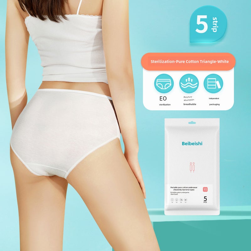 Generic Pure Cotton Disposable Ladies Panties for Travel Pouch lady triangle cotton white 5 * simple style