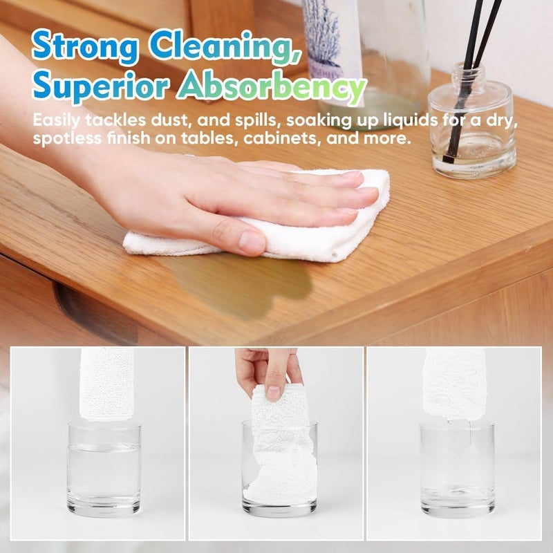 HOMEXCEL White Microfiber Cleaning Cloths 12 Pack, 12.5 x 12.5 Inch Microfiber Towel for Cars, Ultra Absorbent Cleaning Rags, Lint Free Cleaning Towels for Household, Kitchen, Window, and Car - Image 5