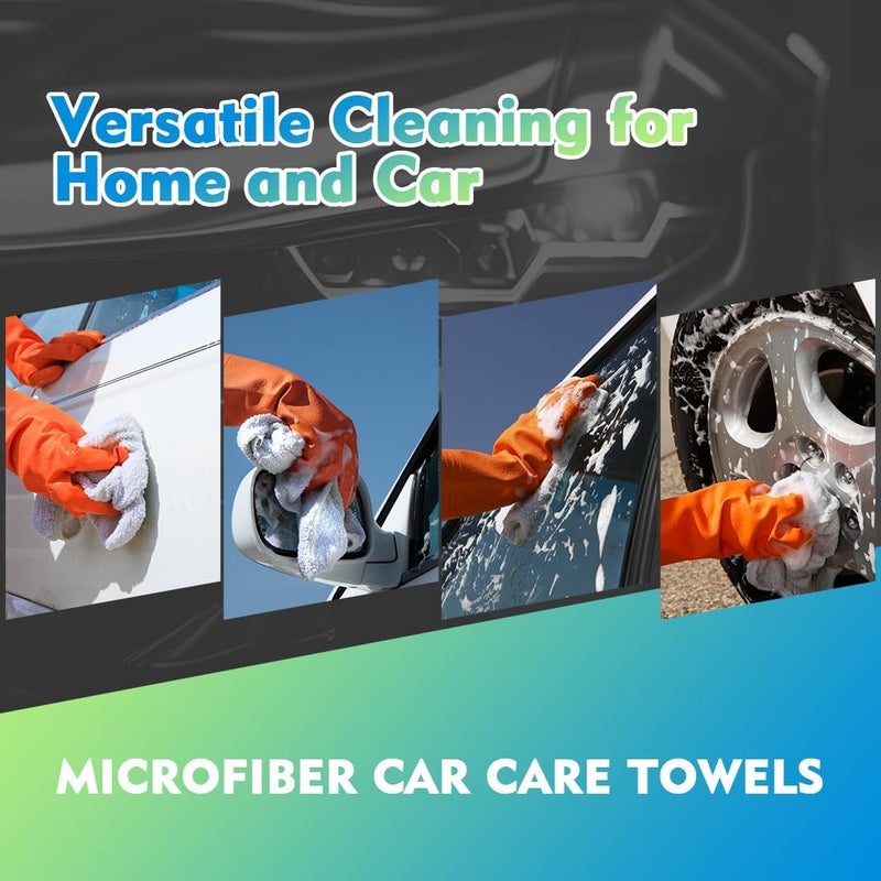 HOMEXCEL White Microfiber Cleaning Cloths 12 Pack, 12.5 x 12.5 Inch Microfiber Towel for Cars, Ultra Absorbent Cleaning Rags, Lint Free Cleaning Towels for Household, Kitchen, Window, and Car - Image 4