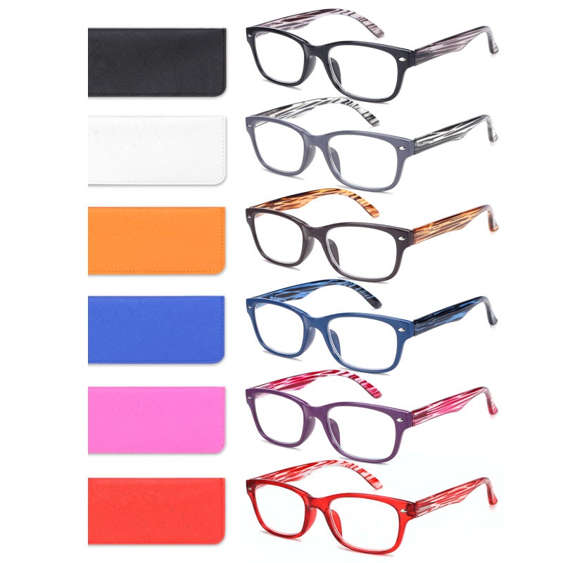 Bloexclu 6 Pack Reading Glasses For Women Men Blue Light Blocking Spring Hinge Computer Readers  Anti Eyestrain/Glare (6 Mixed C1  2.25  Diopters) - Image 1
