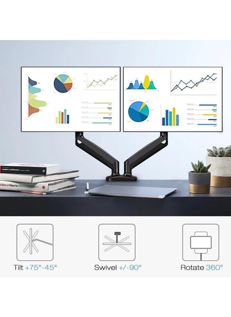 Yakiter Dual Monitor Stand, Easy to Install Gas Spring Wall Mounted Desktop Stand, Suitable for Two 13 to 32 Inch Monitors, Withstand 10 Kilograms  - Image 4