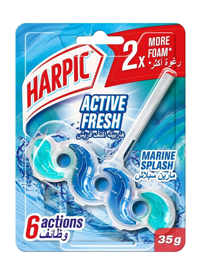Harpic 6 Actions Active Fresh Toilet Cleaner Rim Block - Marine Splash 35g  - Image 1