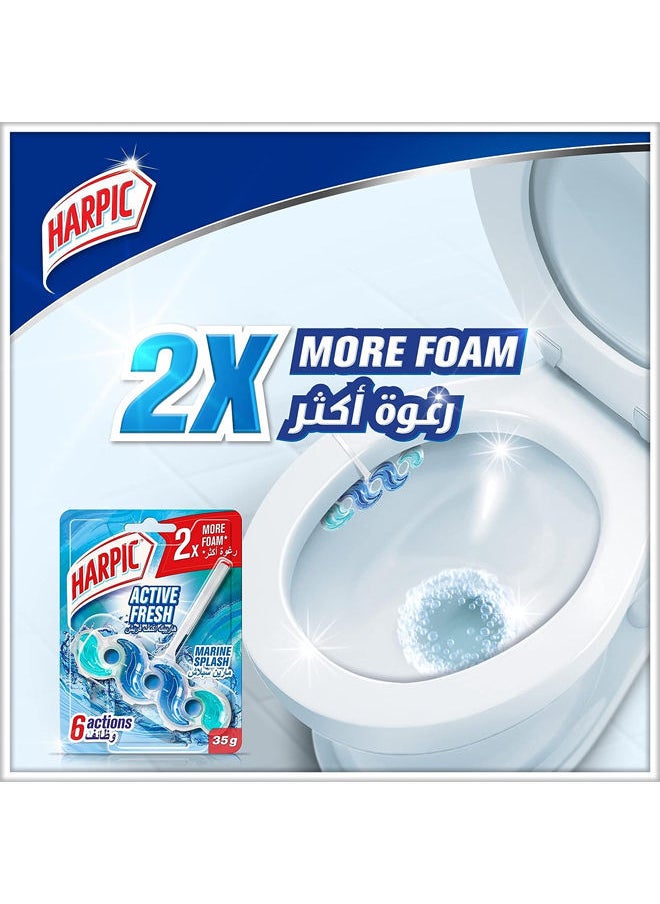 Harpic 6 Actions Active Fresh Toilet Cleaner Rim Block - Marine Splash 35g  - Image 2