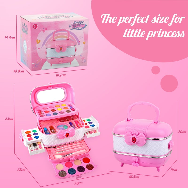 Girls Makeup Kit Kids Make Up Set Real Cosmetics Play Set with Travel Cosmetic Case Washable Party Game Make Up Toys Chrismas Birthday Gift for Little Girls - Image 3