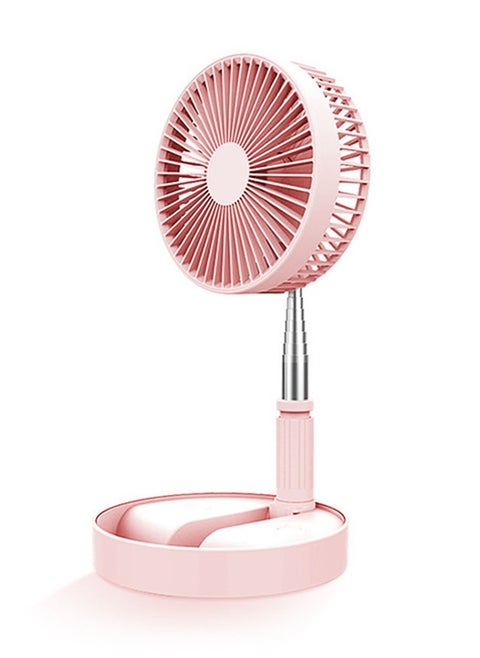 Desk and table fan, foldable Fan Portable Travel Fans with a USB, Adjustable Height , 4 Speed Settings (Pink)