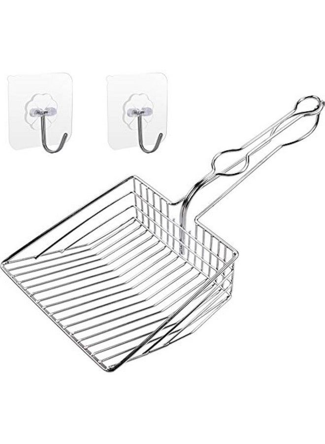 QUALIALL All Metal Litter Scoop, Solid Metal Sifter, Cat Litter Scoop Metal Jumbo, Cat Urine Scoop, Litter Scooper With Holder, Litter Scooper Holder, Jumbo Cat Litter Scoop Sifter Scooper Holder - Image 1