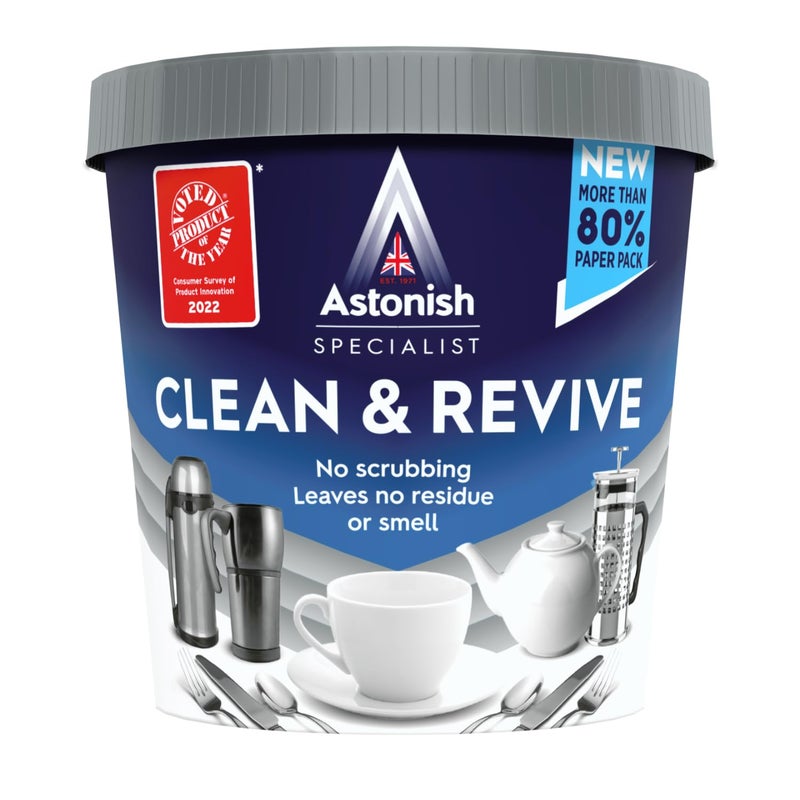 Astonish Specialist Clean Revive Foaming Powder For Tea Pots Coffee Mugs Stainless Steel No Scrubbing No Residue 1235 Ounce Pack of 1