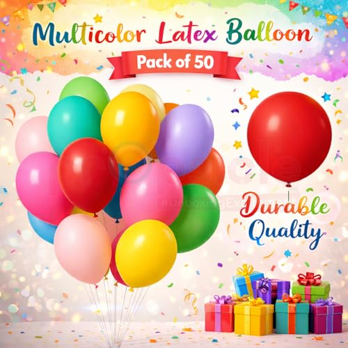 Propsicle 50 Pcs Multicolor Latex 12 inch Balloons for Birthday Decoration, Anniversary, Baby Shower, Graduation, Housewarming, Festival & Event Decor - Image 2