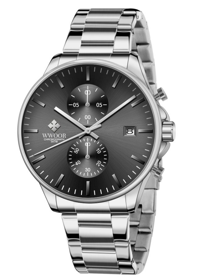 WWOOR Watches for Men Watch Quartz Luxury Stainless Steel Water Resistant Chronograph Watch - Image 1