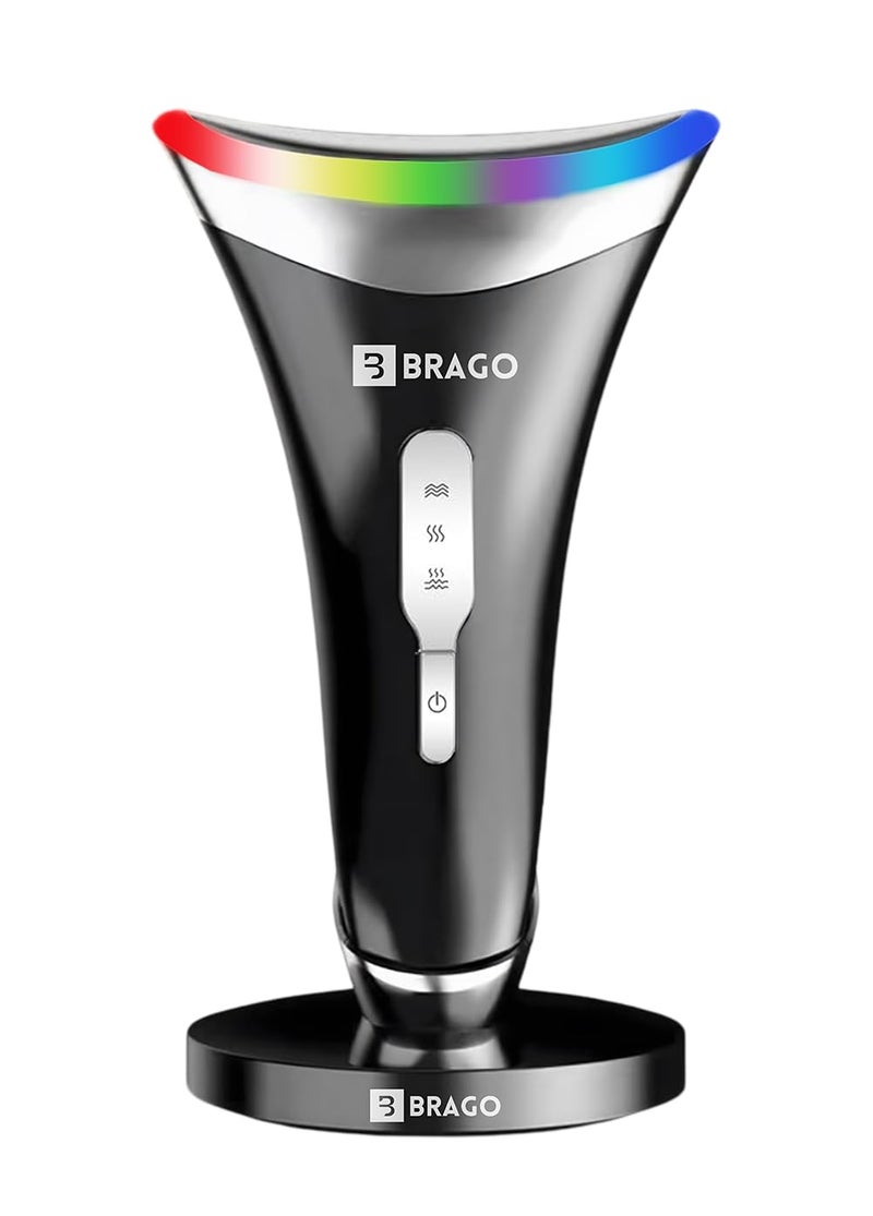 Brago 7-in-1 EMS Face & Neck Massager | Skin Lifting Device with LED Light & Heat Therapy | Reduces Wrinkles, Anti-Ageing & Double Chin | Skin Tightening & Firming Tool for Glowing Skin | Type-C Rechargeable - Image 1