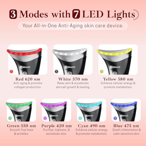Brago 7-in-1 EMS Face & Neck Massager | Skin Lifting Device with LED Light & Heat Therapy | Reduces Wrinkles, Anti-Ageing & Double Chin | Skin Tightening & Firming Tool for Glowing Skin | Type-C Rechargeable - Image 4