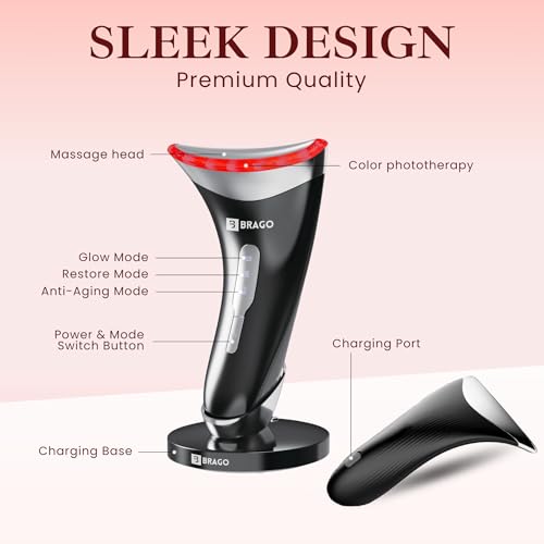 Brago 7-in-1 EMS Face & Neck Massager | Skin Lifting Device with LED Light & Heat Therapy | Reduces Wrinkles, Anti-Ageing & Double Chin | Skin Tightening & Firming Tool for Glowing Skin | Type-C Rechargeable - Image 5