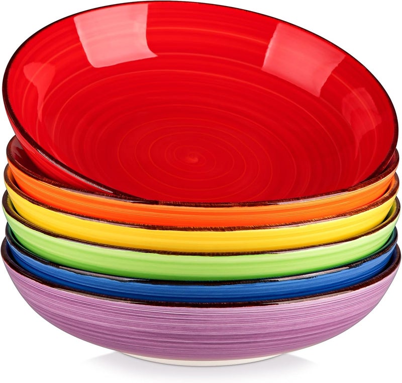 vancasso Bonita Pasta Bowls Set of 6 50oz Large Salad Bowls for Kitchen Corlorful Stoneware Serving Bowls Dishwasher  Microwave Safe - Image 1