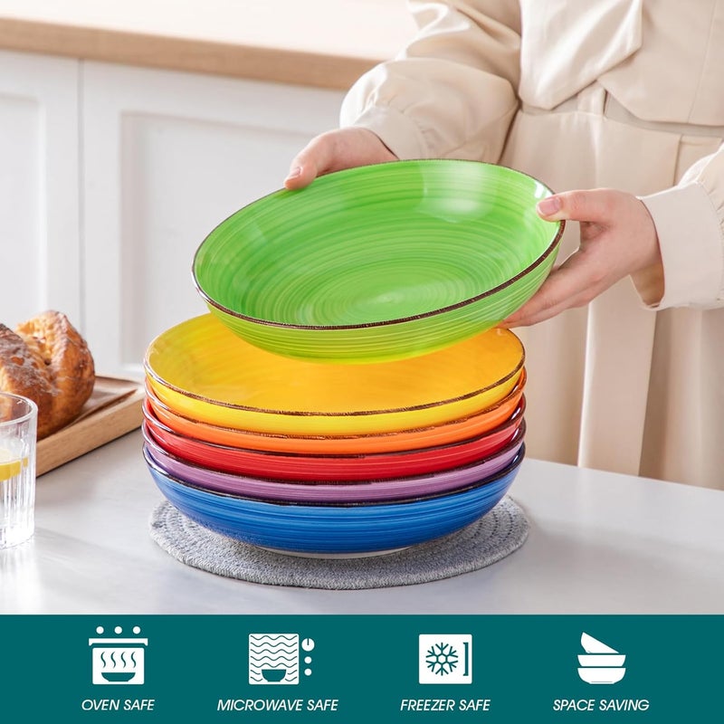 vancasso Bonita Pasta Bowls Set of 6 50oz Large Salad Bowls for Kitchen Corlorful Stoneware Serving Bowls Dishwasher  Microwave Safe - Image 4