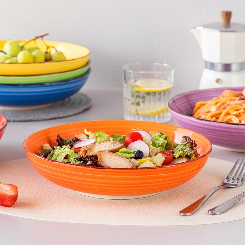 vancasso Bonita Pasta Bowls Set of 6 50oz Large Salad Bowls for Kitchen Corlorful Stoneware Serving Bowls Dishwasher  Microwave Safe - Image 5