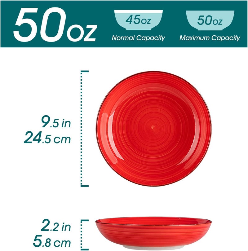 vancasso Bonita Pasta Bowls Set of 6 50oz Large Salad Bowls for Kitchen Corlorful Stoneware Serving Bowls Dishwasher  Microwave Safe - Image 2