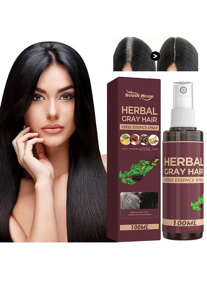 SOUTH MOON - Herbal Gray Hair, Polygonum Multiflorum And Ginger Black Hair Liquid 100ml, Herbal Extracts Nourish And Repair Gray Hair - Image 1