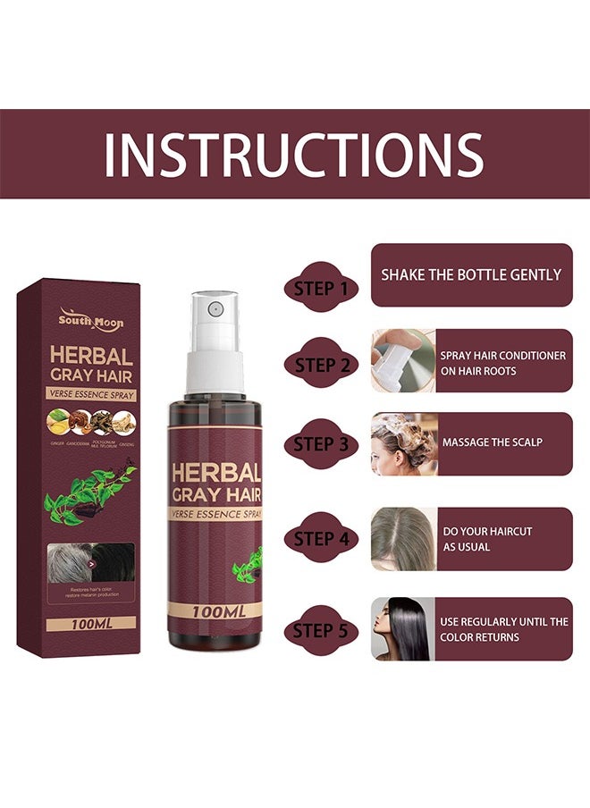 SOUTH MOON - Herbal Gray Hair, Polygonum Multiflorum And Ginger Black Hair Liquid 100ml, Herbal Extracts Nourish And Repair Gray Hair - Image 1