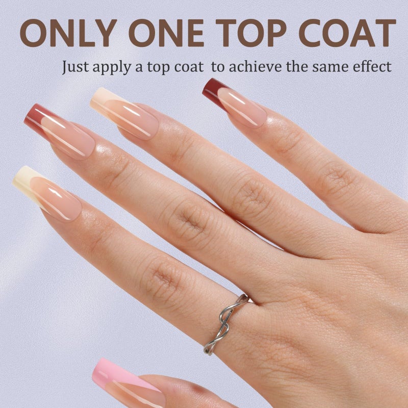 Misssix French Gel Nail Tips, 150Pcs French Tip Press on Nails Long Square, No Need to File Tips Pre-lasting, Fake Nails for Nail Art DIY 15 Sizes - Image 2