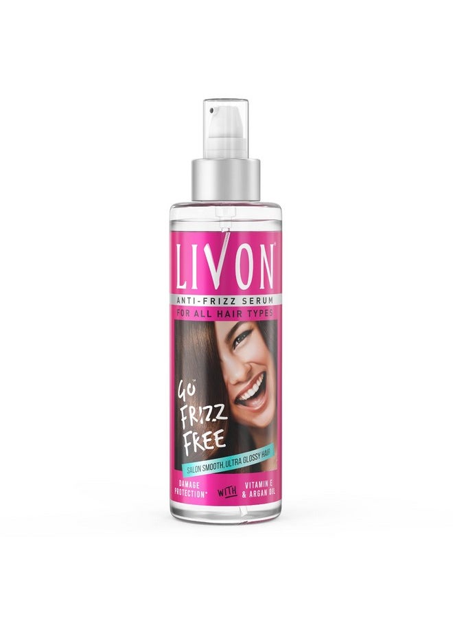 Livon Hair Serum, For Dry & Frizzy Hair | Provides Shine, Smoothness & Damage Protection| Leave In Serum For Women & Men| With Vitamin E & Argan Oil | 200Ml  - Image 1