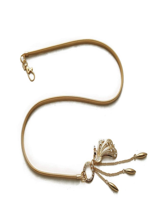 Vritraz Women And Girl Fashion Metal Stretchable Gold Plated Belly Chain Waist Belt Jewellery Gift kamarbnd Waistband MultiCrystal Peacock - Image 5