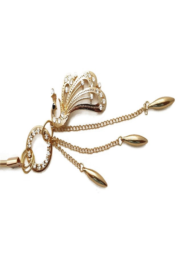 Vritraz Women And Girl Fashion Metal Stretchable Gold Plated Belly Chain Waist Belt Jewellery Gift kamarbnd Waistband MultiCrystal Peacock - Image 3
