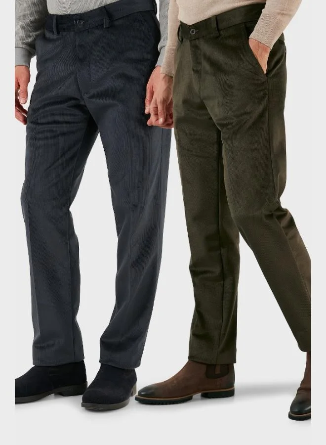 Buratti Normal Waist Regular Fit Straight Leg 2-Pack Velvet Trousers Men's VELVET TROUSERS 645MERLINS2