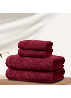 Rest Face Towel And Hand Towel Set Of 4 Burgundy Cotton Towel Towel Set Includes , 2 Face Towel 30X30Cm /12X12Inch And 2 Hand Towel 50X100Cm , 20X39Inch Hotel Luxury Absorbent Towel  - Image 1