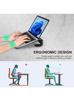 جارلو حامل كمبيوتر محمول للمكتب، حامل كمبيوتر محمول قوي لحامل MacBook، حامل كمبيوتر محمول مريح من الألومنيوم جيد التهوية متوافق مع 12 13 15.6 17 بوصة، حامل كمبيوتر تبريد للعمل.  - Image 2