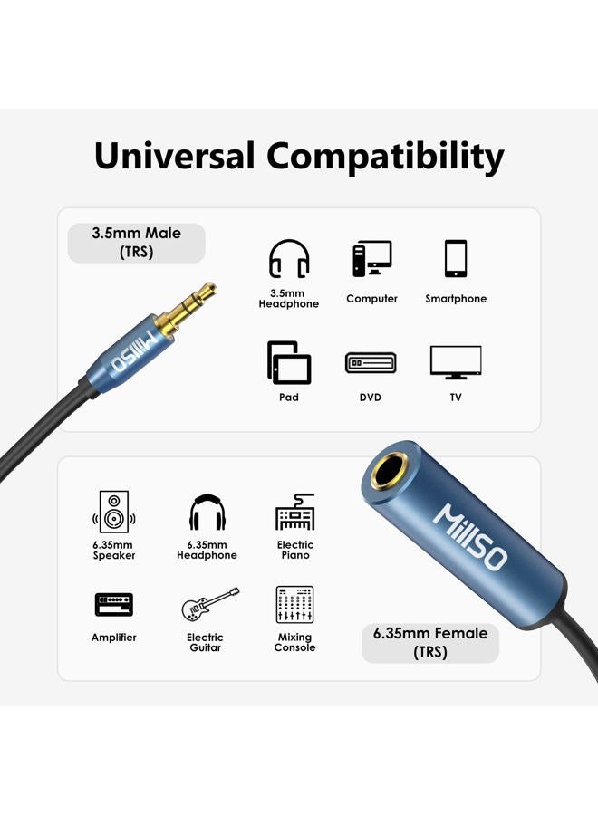 MillSO 1/4 to 3.5mm Headphone Adapter, TRS 6.35mm Female to 3.5mm Male 1/8 to 1/4 Stereo Audio Adapter for Amplifiers, Guitar, Piano, Home Theater Devices to Phone, Laptop, Headphones - 12inch/30cm - Image 4