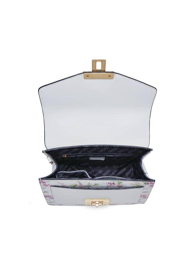 UHURA Floral Office Bag – Genuine Leather Office Handbag for Women, Elegant Crossbody Women’s Handbag, Stylish Ladies Fashion Purse, Compact Luxury Crossbody Sling Bag with Floral Design, Functional Shoulder Tote Bag for Work, Travel, and Everyday Use - Image 4