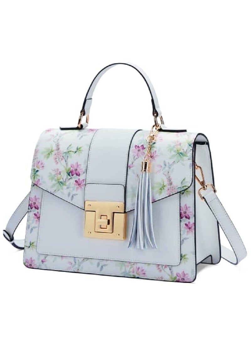 UHURA Floral Office Bag – Genuine Leather Office Handbag for Women, Elegant Crossbody Women’s Handbag, Stylish Ladies Fashion Purse, Compact Luxury Crossbody Sling Bag with Floral Design, Functional Shoulder Tote Bag for Work, Travel, and Everyday Use - Image 1