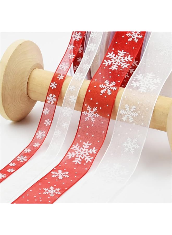 The Bros Christmas Gift Packaging Ribbon - Transparent Fabric Merry Christmas Ribbon - Christmas Gift Packaging with Christmas Ribbon and Bow, Tree Decorations (1 piecewhite) - Image 1