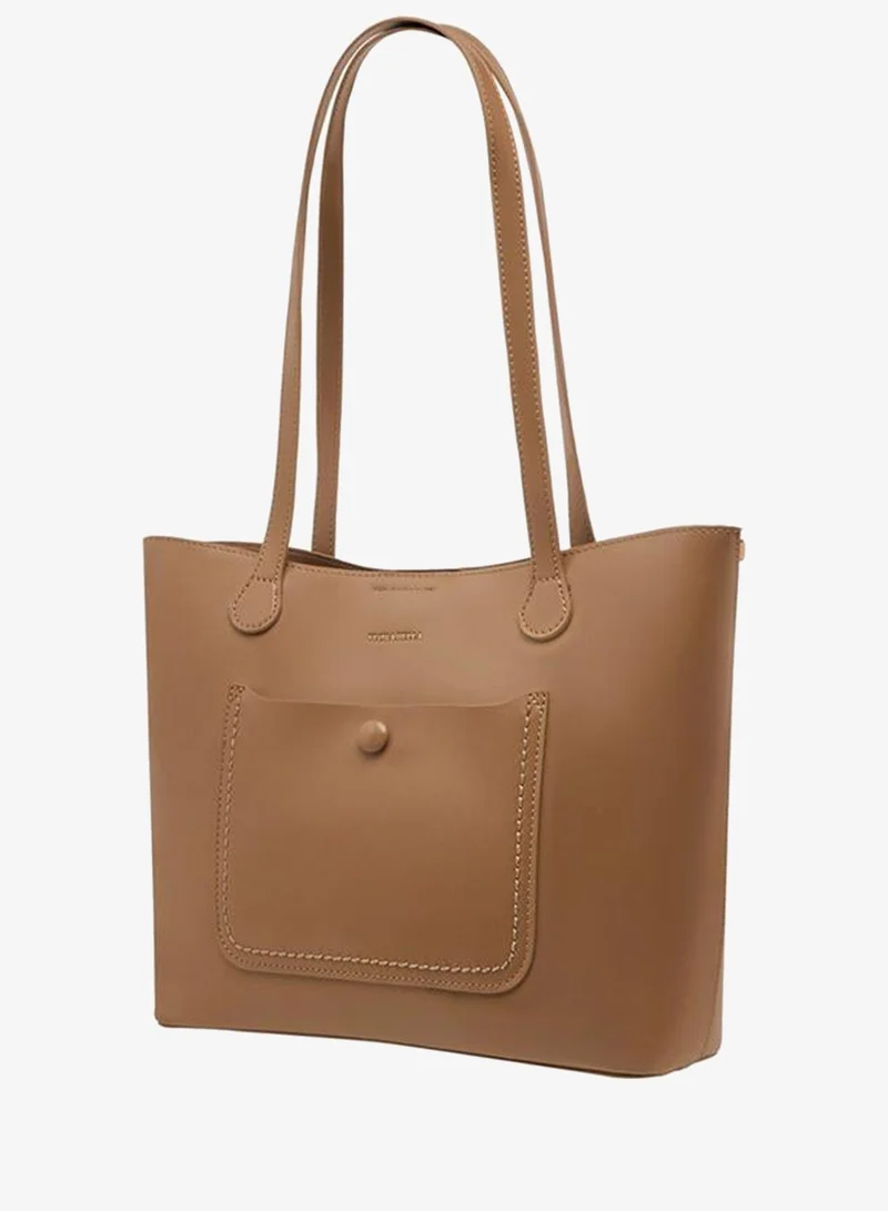 Flora Bella By Shoexpress Solid Tote Bag with Zip Closure