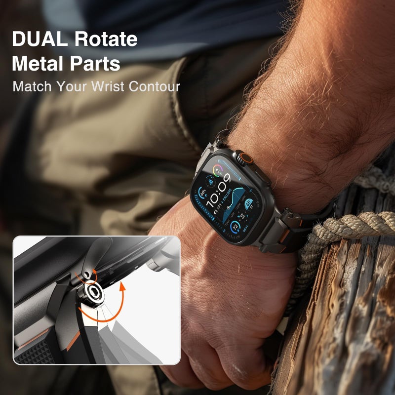 ULTIMAL Compatible with Apple Watch Ultra 3/2/1 band 49mm/46mm/45mm/44mm for Men, Silicone Strap with Durable Stainless Steel Buckle for Apple Watch Ultra 3/2/1 Series 11/10/9/8/7/6/5/4/3/SE3/SE2/SE (Black/Gray) - Image 2