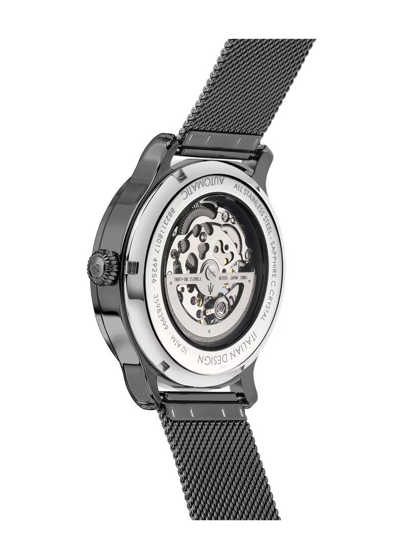 Maserati ساعة إيبوقا الأوتوماتيكية من الفولاذ المقاوم للصدأ الأسود بشبكة R8823118017 - 42 مم - Image 2