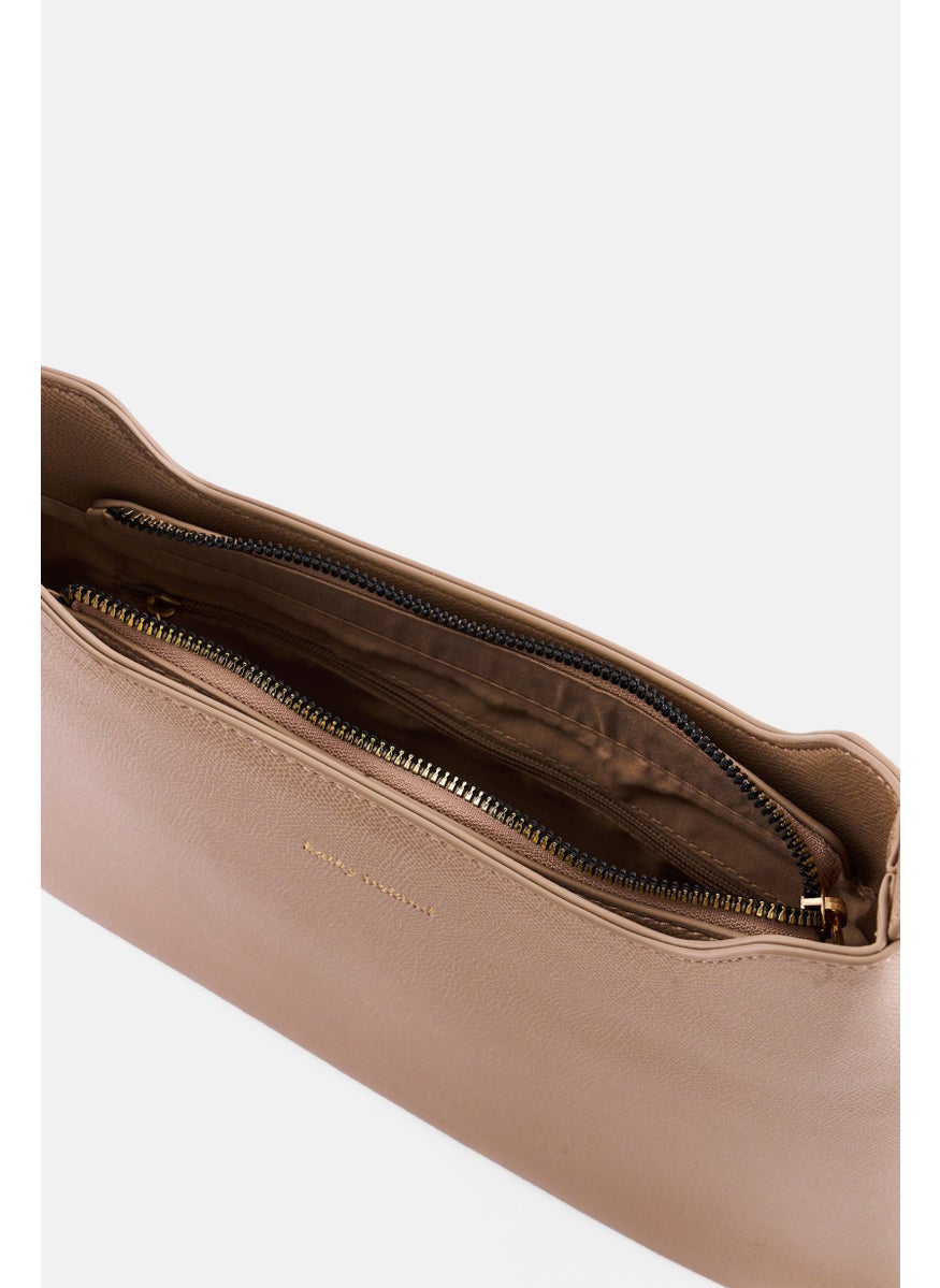 Kathy Ireland Women Brand Logo Elegant Shoulder Bag, Taupe  - Image 3