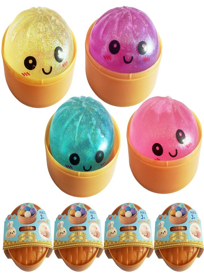 MEOAKJ Dumpling Squeeze Toy, Flashing Sensory Ball for Stress Relief, Colorful Easter Basket Filler, Cute Kawaii Style (4 PCS) - Image 1