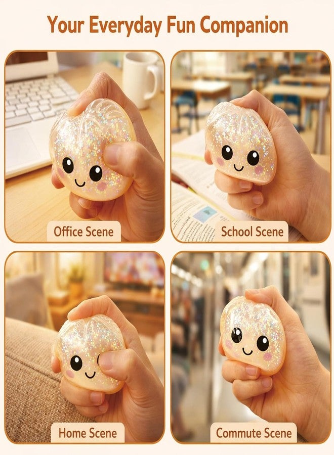 MEOAKJ Dumpling Squeeze Toy, Flashing Sensory Ball for Stress Relief, Colorful Easter Basket Filler, Cute Kawaii Style (4 PCS) - Image 4