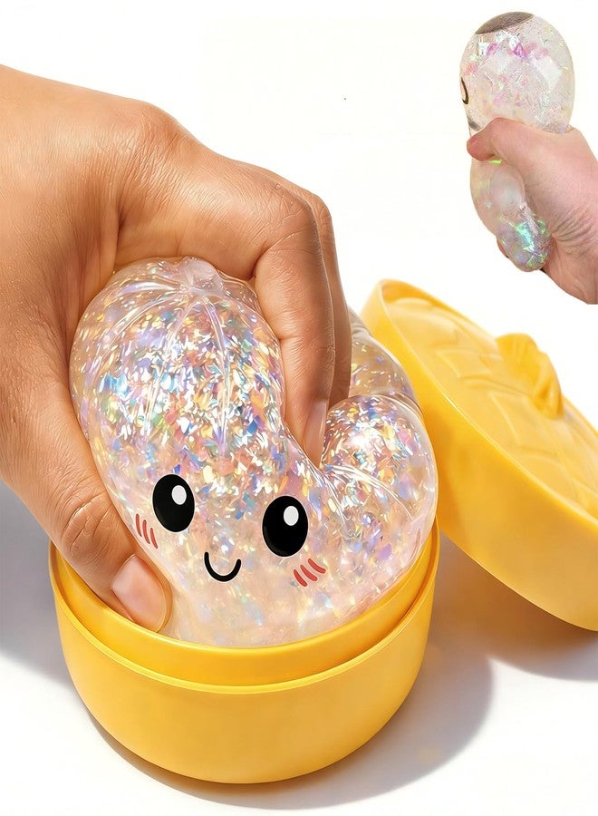 MEOAKJ Dumpling Squeeze Toy, Flashing Sensory Ball for Stress Relief, Colorful Easter Basket Filler, Cute Kawaii Style (4 PCS) - Image 2