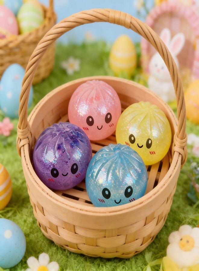 MEOAKJ Dumpling Squeeze Toy, Flashing Sensory Ball for Stress Relief, Colorful Easter Basket Filler, Cute Kawaii Style (4 PCS) - Image 5