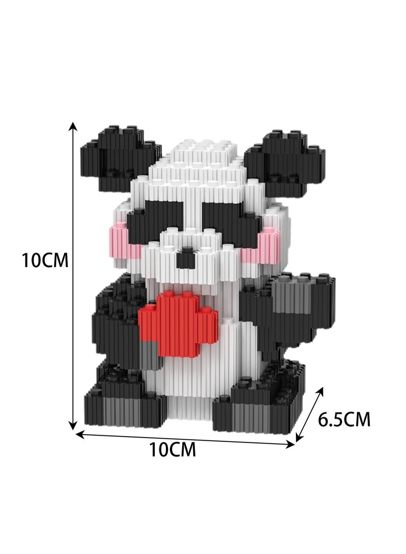 Miniature Small Particle Puzzle Building Blocks Gift Children's Educational Toy Puzzle (Sitting Panda Holding Fruit) - Image 2