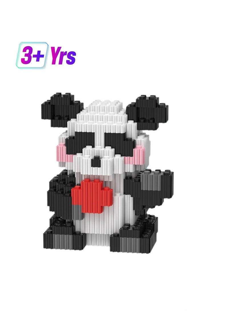 Miniature Small Particle Puzzle Building Blocks Gift Children's Educational Toy Puzzle (Sitting Panda Holding Fruit) - Image 1