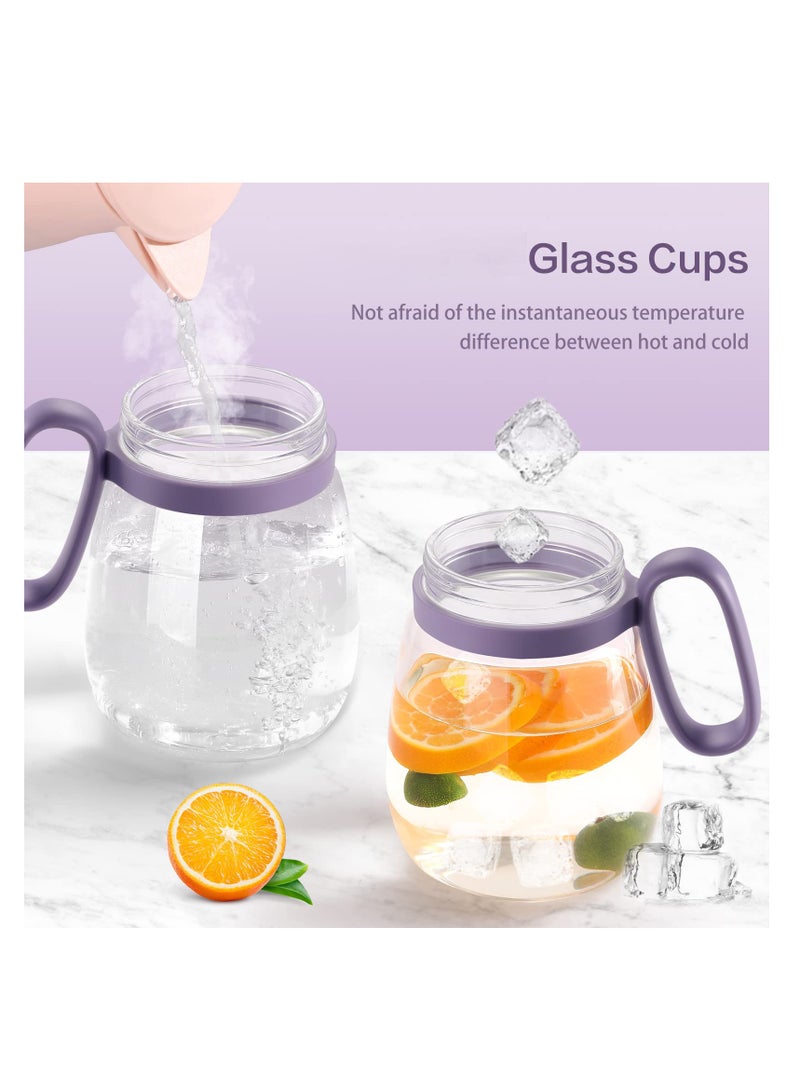 KASTWAVE Tumbler with Lid and Straw, 29oz Lced Coffee Cup Reusable, Wide Mouth Smoothie Cup, Glass Water Bottles with Handle, Tea Infuser and Cartoon Straw Cover (Purple) - Image 5