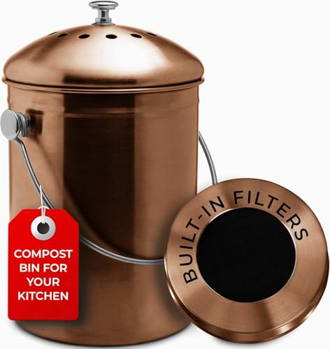 EPICA Countertop Compost Bin Kitchen 13 Gallon Odorless Composting Bin with Carbon Filters Indoor Compost Bin with Lid Stainless Steel Kitchen Composter for Food Scraps Waste Recycling - Image 1