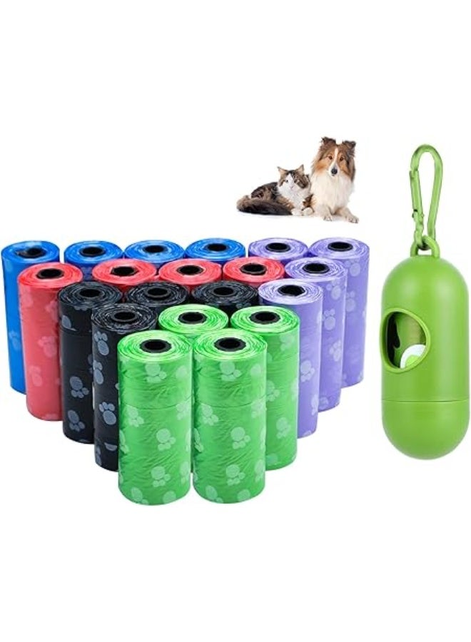 أكياس فضلات الكلاب مع 1 موزع ، 20 لفة، أكياس فضلات الكلاب السميكة مانعة للتسرب، 300 قطعة - Image 1
