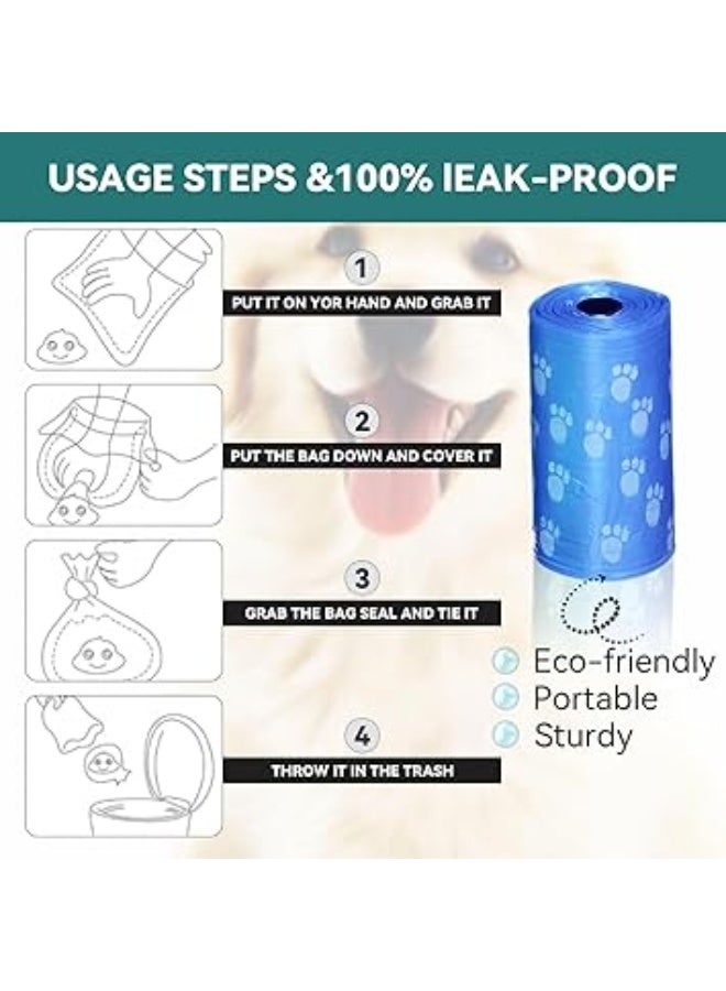 أكياس فضلات الكلاب مع 1 موزع ، 20 لفة، أكياس فضلات الكلاب السميكة مانعة للتسرب، 300 قطعة - Image 5