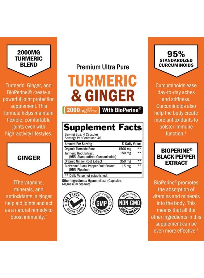 BioSchwartz Turmeric Curcumin & Ginger Supplement 2000mg with 95% Curcuminoids & BioPerine Black Pepper - Non-GMO, Gluten-Free Vegan - with Organic Turmeric & Ginger for Joint & Immune Support - 160 Capsules - Image 3